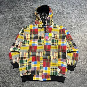 NWT Vintage GB Design Lab Patchwork Zip Up Hoodie Mens XXL Plaid Y2K Skater